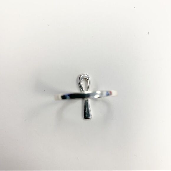 925 Sterling Silver Ankh Cross Ring - Picture 7 of 15